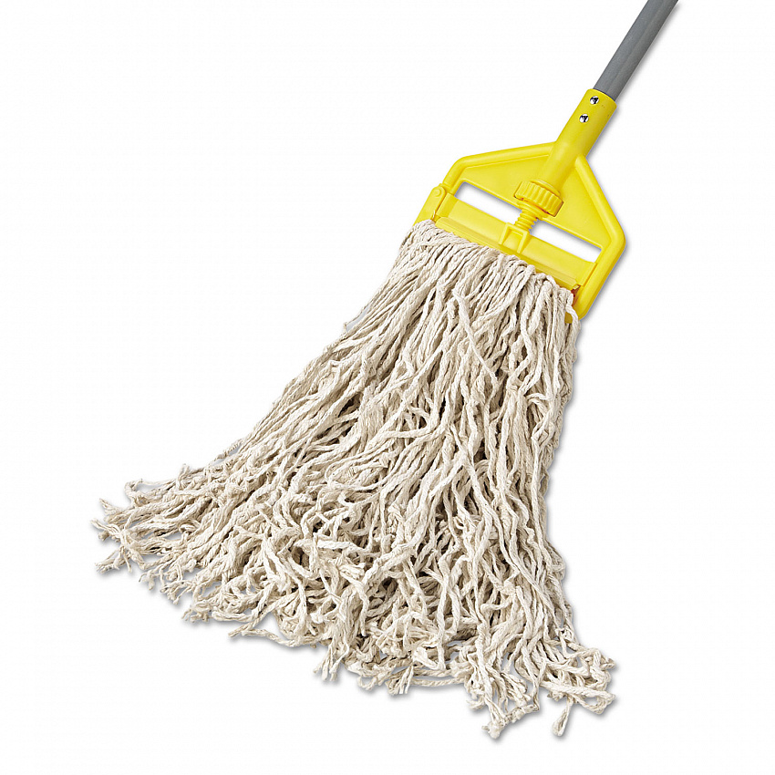 Non-Launderable Premium Cut-End Cotton Wet Mop Head, 24 oz, White, 1" White Band, 12/Carton (F11812)