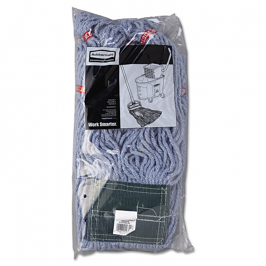Web Foot Wet Mop Head, Shrinkless, Cotton/Synthetic, Medium, Blue, 6/Carton (A252BLU)