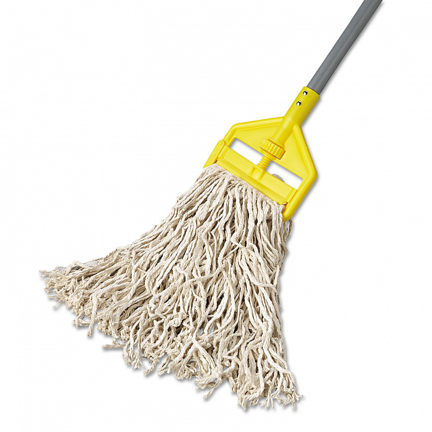 Non-Launderable Economy Cut-End Cotton Wet Mop Head, 16 oz, 1" Band, White, 12/Carton (V116)