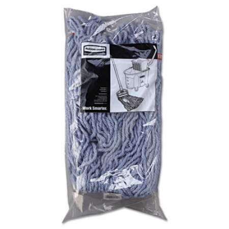 Rubbermaid Commercial Web Foot Wet Mop Head, Shrinkless, Cotton/Synthetic, Blue, Medium, 6/Carton (A212BLU)