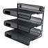 Universal Deluxe Mesh Three-Tier Desk Shelf, 3 Sections, Letter Size Files, 13.25" x 9.25" x 12.38", Black (20006)