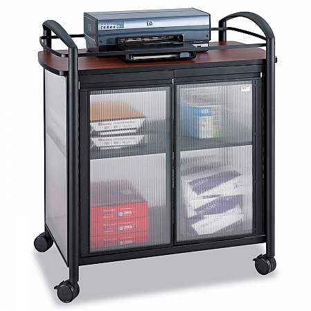 Impromptu Refreshment Cart/Machine Stand, Engineered Wood, 3 Shelf, 34 x 21.25 x 36.5, Cherry/Black (8966BL)
