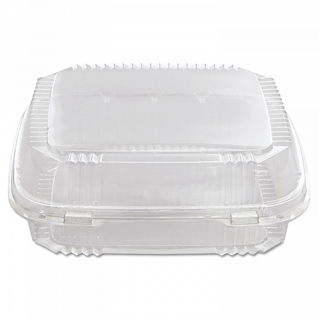 ClearView SmartLock Hinged Lid Container, 49 oz, 8.2 x 8.3 x 2.9, Clear, Plastic, 200/Carton (YCI81120)