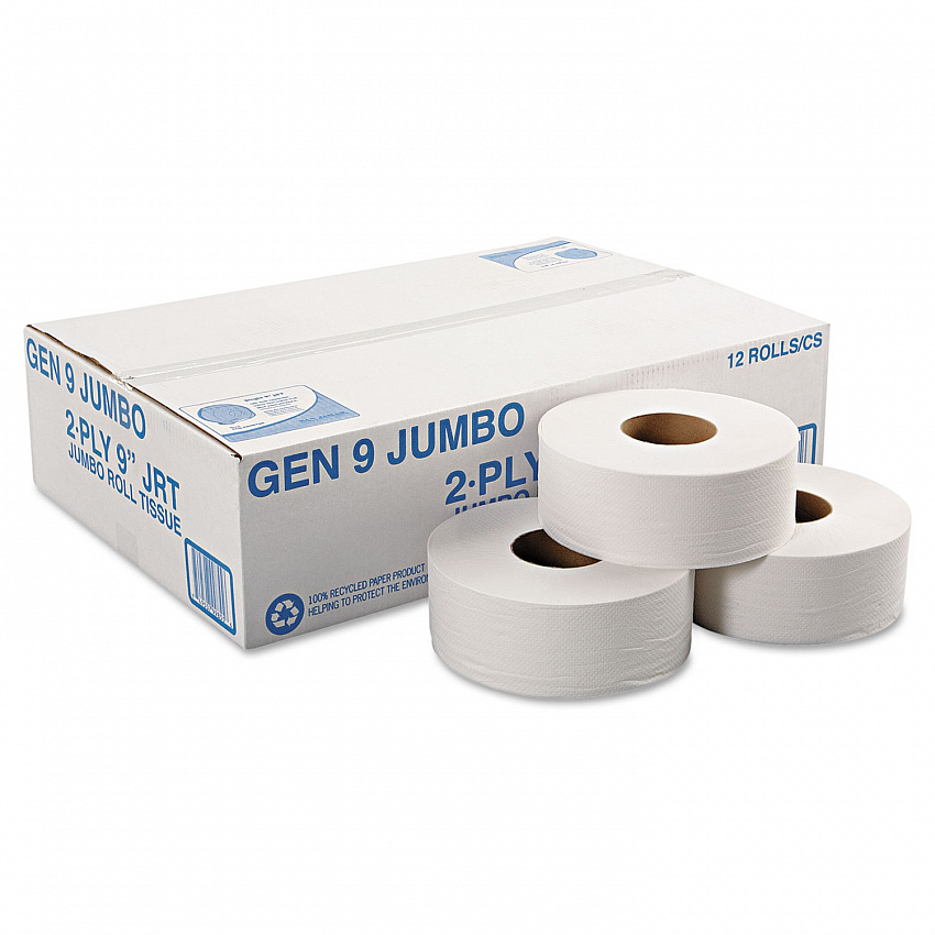 Jumbo Roll Bath Tissue, Septic Safe, 2-Ply, 3.3" x 700 ft, White, 12 Rolls/Carton (9JUMBOB)