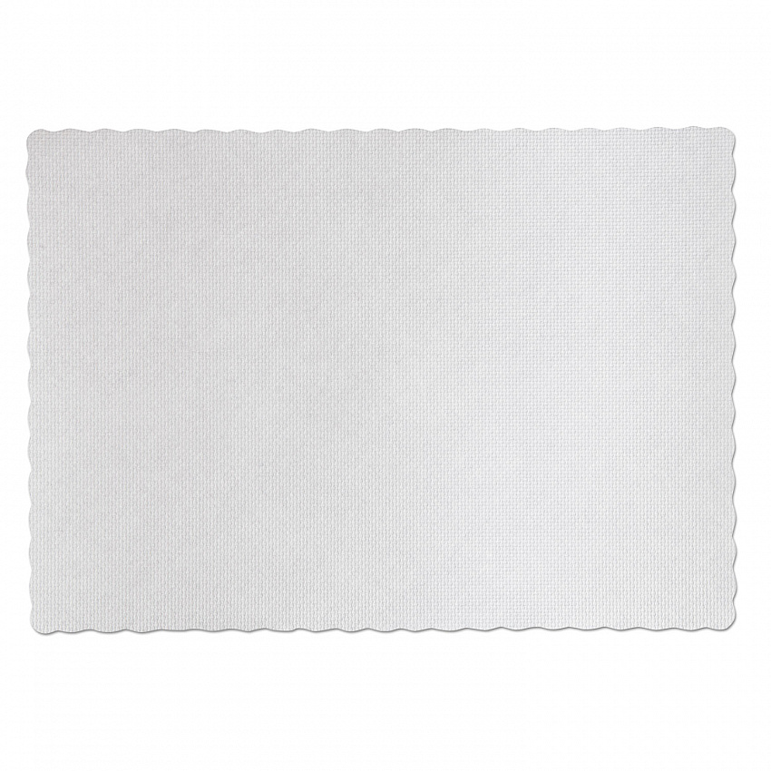Placemats, Knurl Embossed Surface, Scalloped Edges, 13.5" x 9.5", White, 1,000/Carton (PM32052)