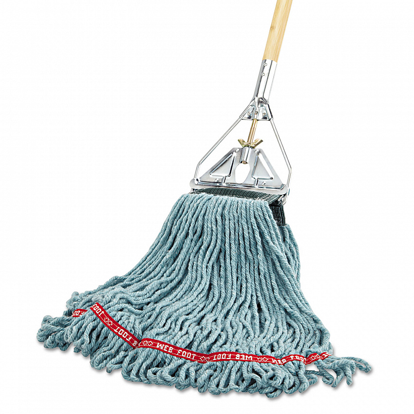Web Foot Wet Mop Head, Shrinkless, Cotton/Synthetic, Medium, Green, 6/Carton (A252GRE)