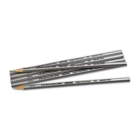 Dozen Metallic Silver Prismacolor 02460 Verithin Colored Pencils 