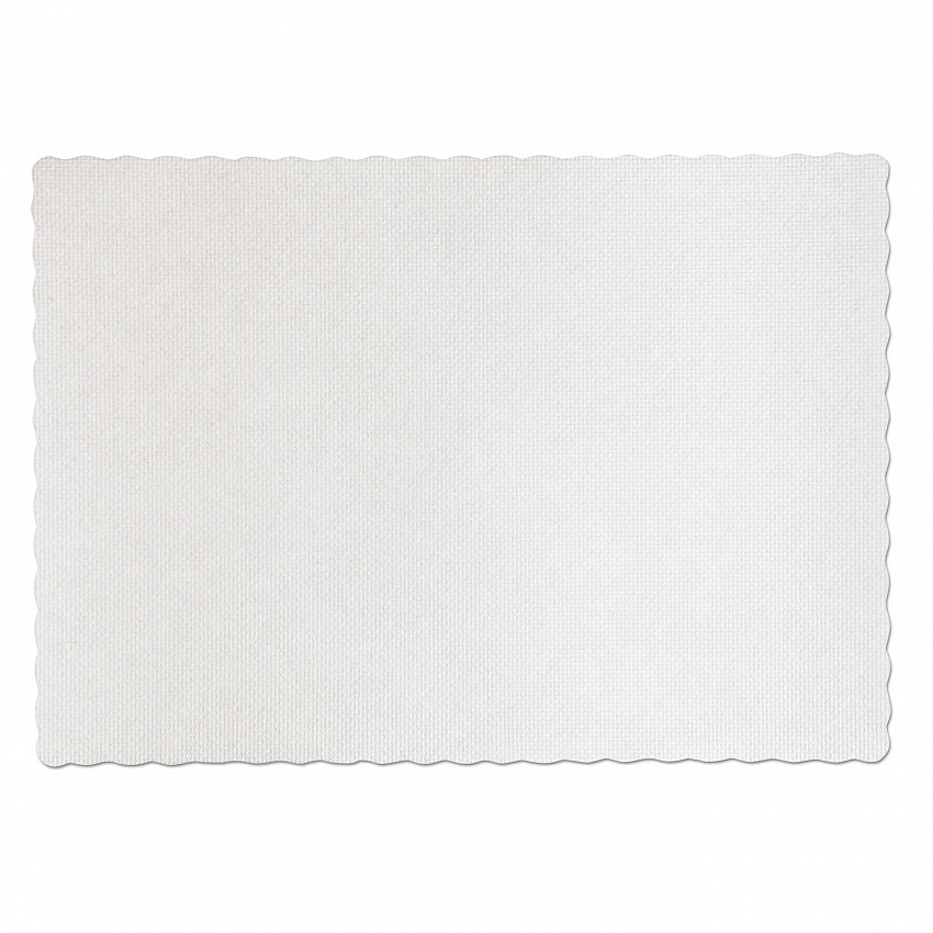 Placemats, Knurl Embossed Surface, Scalloped Edges, 13.5" x 9.5", White, 1,000/Carton (PM32052)