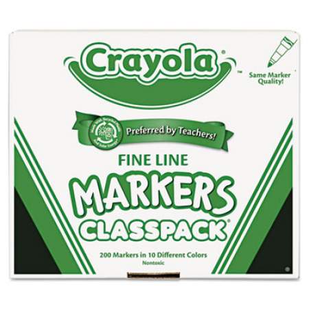 Crayola Fine Line 200-Count Classpack Non-Washable Marker, Fine Bullet Tip, Assorted Colors, 200/Box (588210)