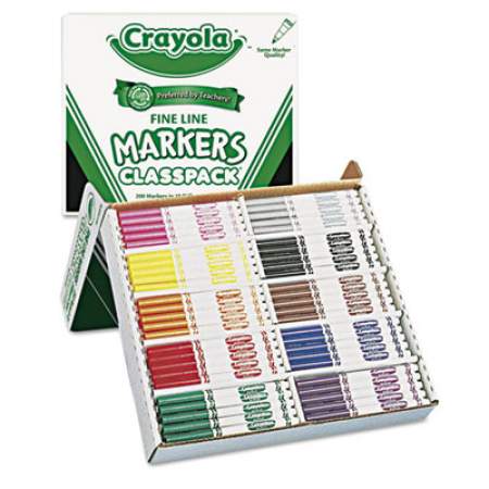 Crayola Fine Line 200-Count Classpack Non-Washable Marker, Fine Bullet Tip, Assorted Colors, 200/Box (588210)
