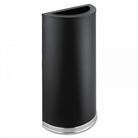 Half-Round Receptacle, 15 gal, Steel, Black (9940BL)