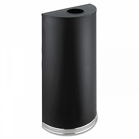 Half-Round Receptacle, 15 gal, Steel, Black (9940BL)