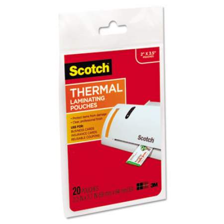 Scotch Laminating Pouches, 5 mil, 3.75" x 2.38", Gloss Clear, 20/Pack (TP585120)