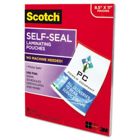 Scotch Self-Sealing Laminating Pouches, 9.5 mil, 9" x 11.5", Gloss Clear, 25/Pack (LS85425G)