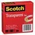 Scotch Transparent Tape, 3" Core, 0.5" x 72 yds, Transparent, 2/Pack (6002P1272)