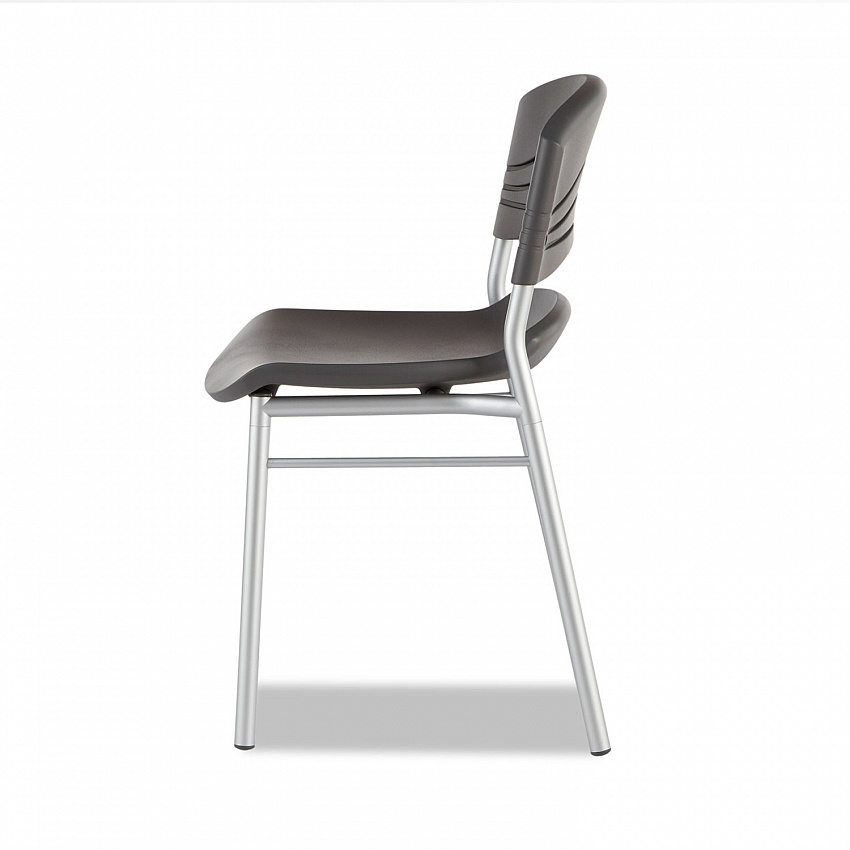 CafeWorks Chair, Supports Up to 225 lb, 18" Seat Height, Graphite Seat/Back, Silver Base, 2/Carton (64517)