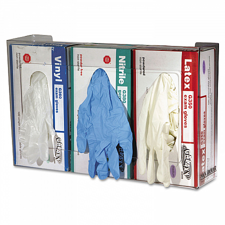 Clear Plexiglas Disposable Glove Dispenser, 3-Box, Plexiglas, Clear, 18 x 3.75 x 10 (G0805)