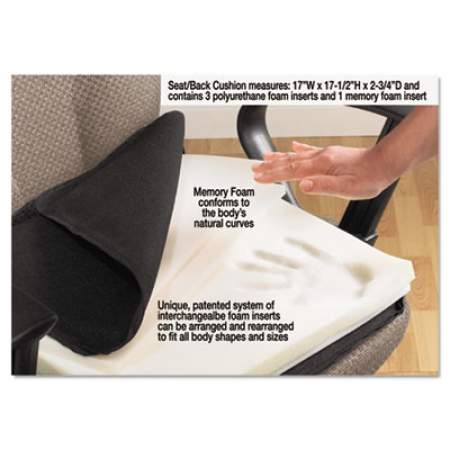 Master Caster The ComfortMakers Deluxe Seat/Back Cushion, Memory Foam, 17 x 2.75 x 17.5, Black (91061)