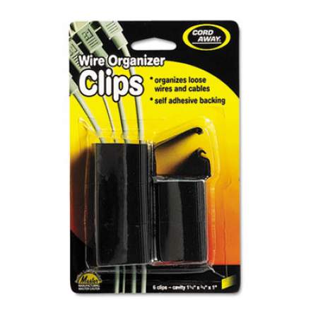 Cord Away Self-Adhesive Wire Clips, Black, 6/Pack (00204)