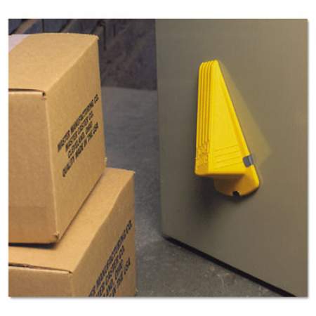 Master Caster Giant Foot Magnetic Doorstop, No-Slip Rubber Wedge, 3.5w x 6.75d x 2h, Yellow (00967)
