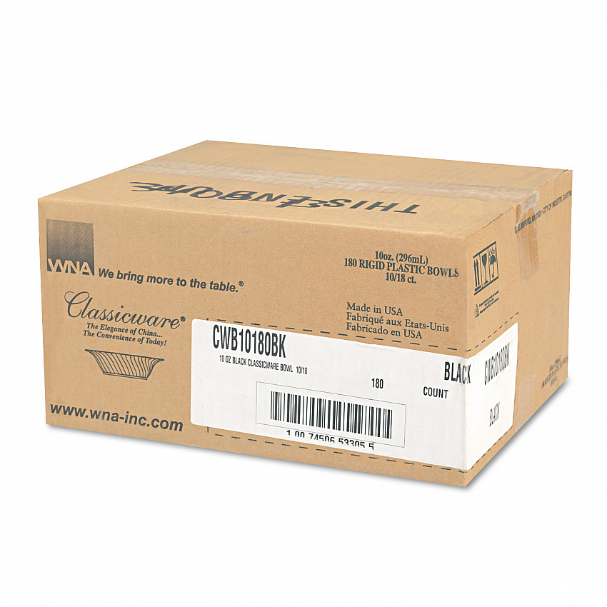 Classicware Plastic Bowls, 10 oz, Black, 180/Carton (CWB10180BK)