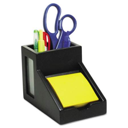 Victor Midnight Black Collection Pencil Cup with Note Holder, 4 x 6 3/10 x 4 1/2, Wood (95055)