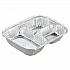 Aluminum Oblong Container with Lid, 3 Compartments, 24 oz, 8.5 x 6.38 x 1.47, Silver, 250/Carton (204535250W)