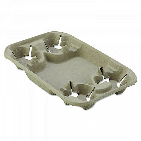 StrongHolder Molded Fiber Cup/Food Tray, 8 oz to 22 oz, Four Cups + Food Tray, Beige, 250/Carton (20969CT)