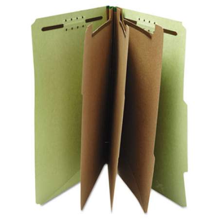 Universal Eight-Section Pressboard Classification Folders, 3 Dividers, Letter Size, Green, 10/Box (10291)