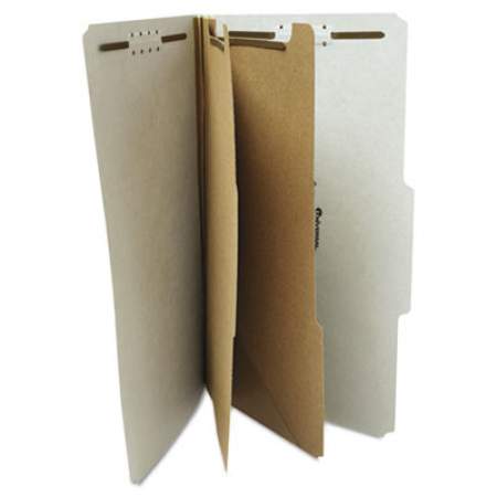 Universal Six--Section Pressboard Classification Folders, 2 Dividers, Legal Size, Gray, 10/Box (10282)