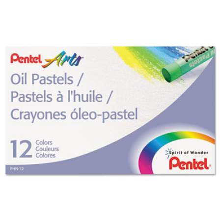 Pentel Oil Pastel Set With Carrying Case, 12 Assorted Colors, 0.38" dia x 2.38", 12/Set (PHN12)