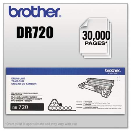 Brother DR720 Drum Unit, 30,000 Page-Yield, Black