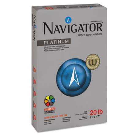 Navigator Platinum Paper, 99 Bright, 20 lb, 11 x 17, White, 500 Sheets/Ream, 5 Reams/Carton (NPL1720)