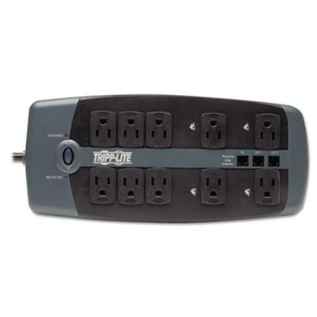 Tripp Lite Protect It! Surge Protector, 10 Outlets, 8 ft Cord, 2395 Joules, Black (TLP1008TEL)