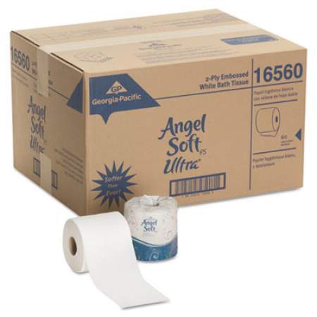 Georgia Pacific Professional Angel Soft ps Ultra 2-Ply Premium Bathroom Tissue, Septic Safe, White, 400 Sheets Roll, 60/Carton (16560)