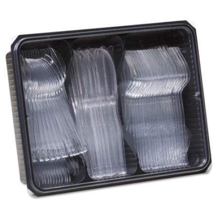 Dixie Cutlery Keeper Tray with Clear Plastic Utensils: 600 Forks, 600 Knives, 600 Spoons (CH0180DX7CT)