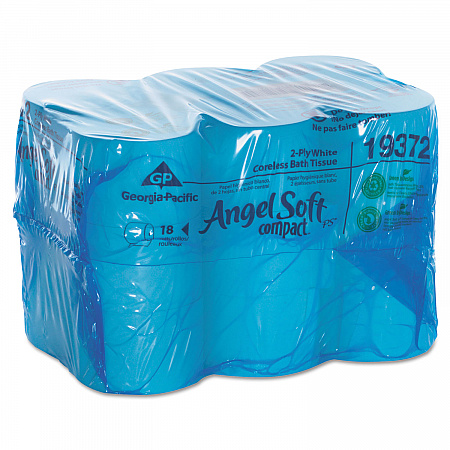 Coreless Bath Tissue, Septic Safe, 2-Ply, White, 1,125 Sheets/Roll, 18 Rolls/Carton (19372)