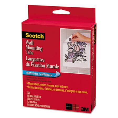 Scotch Precut Removable Mounting Tabs, Removable, Holds Up to 0.25 lb, 6 Tabs, Double-Sided, 0.5 x 0.75, Black, 480/Pack (7225)