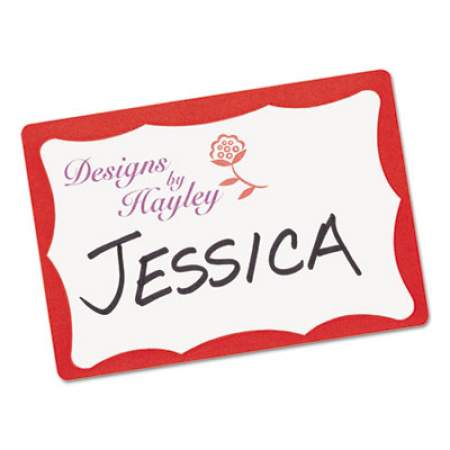 Avery Printable Adhesive Name Badges, 3.38 x 2.33, Red Border, 100/Pack (5143)