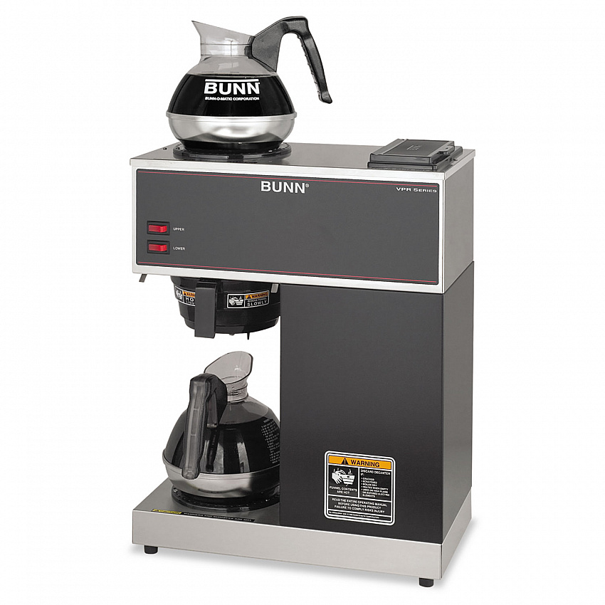 VPR Two Burner Pourover Coffee Brewer, 12-Cup, Stainless Steel, Black (VPR)