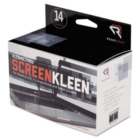 Read Right ScreenKleen Alcohol-Free Wipes, Cloth, 5 x 5, 14/Box (RR1291)