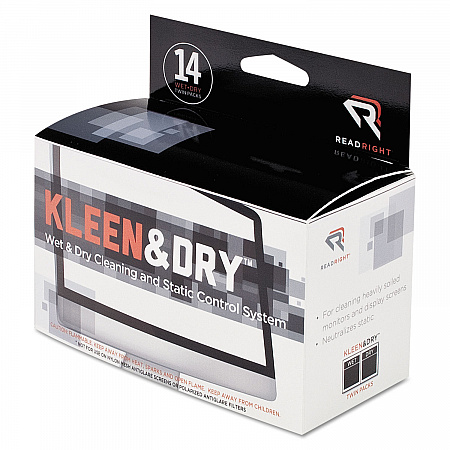 Two Step ScreenKleen Wet and Dry Cleaning Wipes, 5 x 5, Unscented, 14/Box (RR1205)
