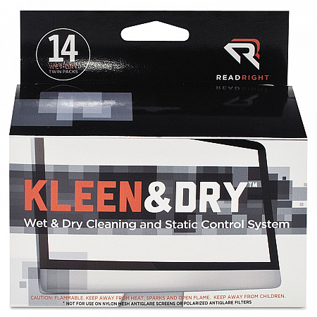 Two Step ScreenKleen Wet and Dry Cleaning Wipes, 5 x 5, Unscented, 14/Box (RR1205)