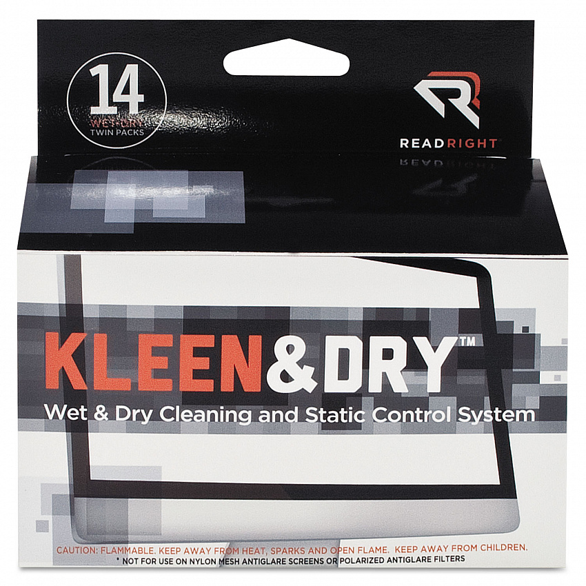 Two Step ScreenKleen Wet and Dry Cleaning Wipes, 5 x 5, Unscented, 14/Box (RR1205)