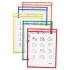 C-Line Reusable Dry Erase Pockets, 9 x 12, Assorted Primary Colors, 5/Pack (40630)
