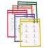 C-Line Reusable Dry Erase Pockets, 6 x 9, Assorted Primary Colors, 10/Pack (41610)