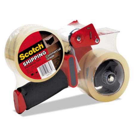 Scotch Packaging Tape Dispenser with Two Rolls of Tape, 3" Core, For Rolls Up to 0.75" x 60 yds, Red (37502ST)