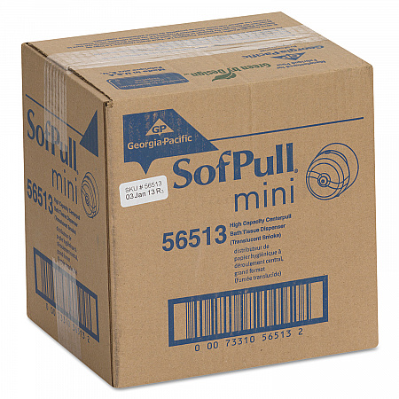 SofPull Mini Center-Pull Single-Roll Bath Tissue Dispenser, 8.75 x 7 x 9, Smoke (56513)