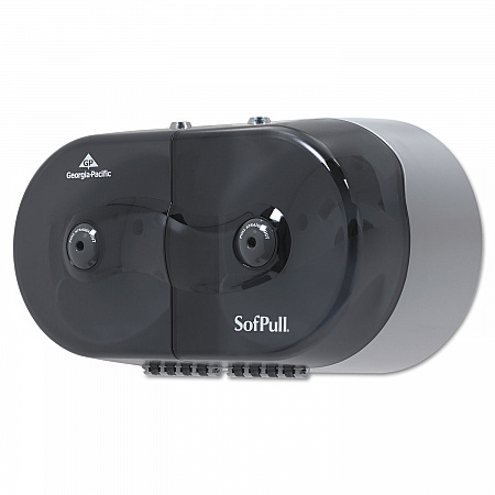SofPull Mini Center-Pull Twin-Roll Bath Tissue Dispenser, 16.38 x 7.2 x 9.3, Smoke (56516)