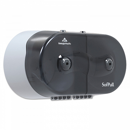 SofPull Mini Center-Pull Twin-Roll Bath Tissue Dispenser, 16.38 x 7.2 x 9.3, Smoke (56516)